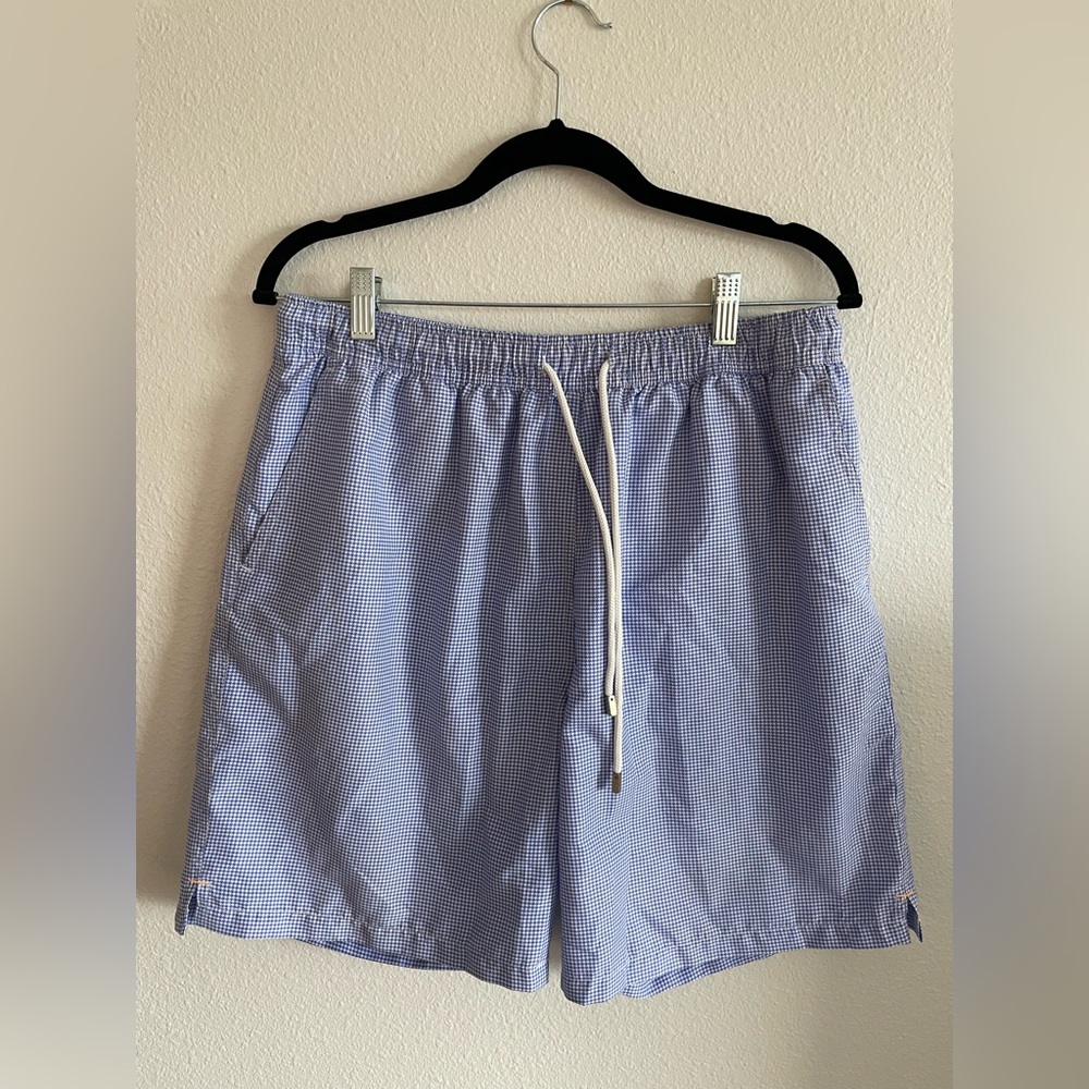 Men’s Peter Millar Swim-trunks - blue houndstooth